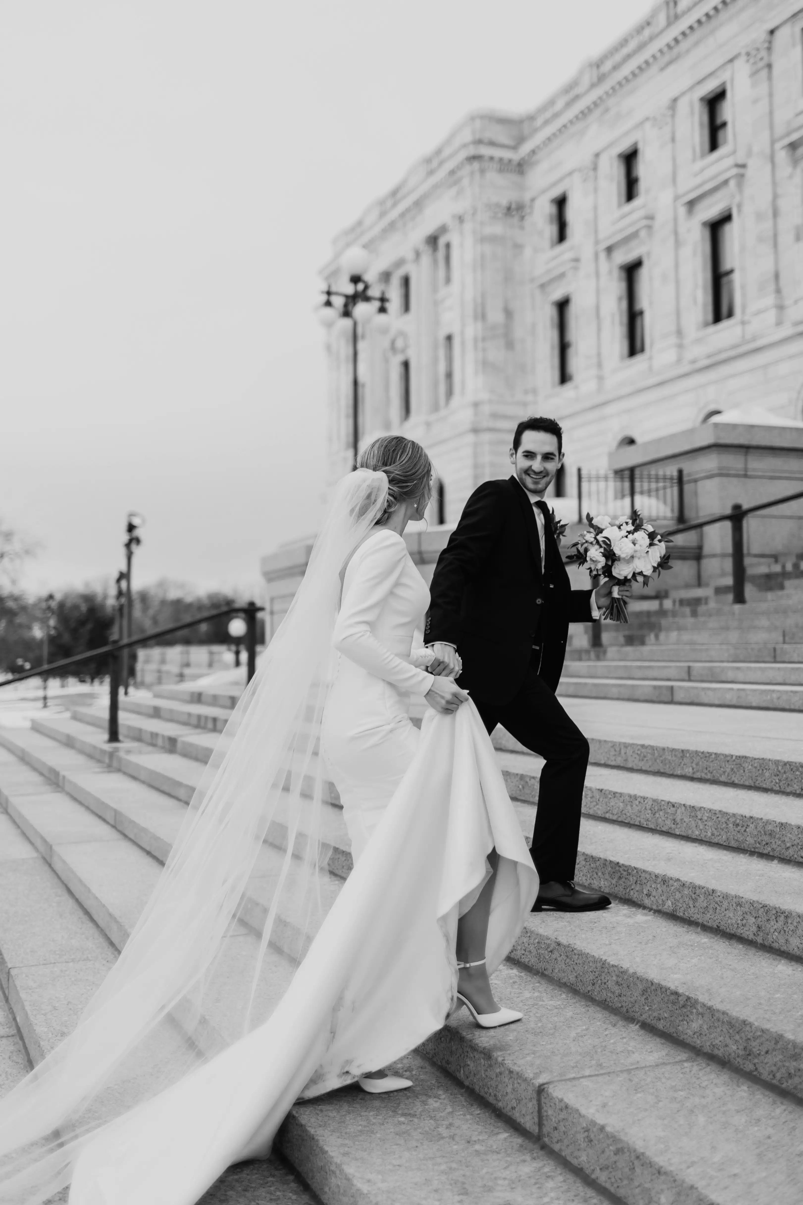 Elegant bridal hairstyle with intricate details