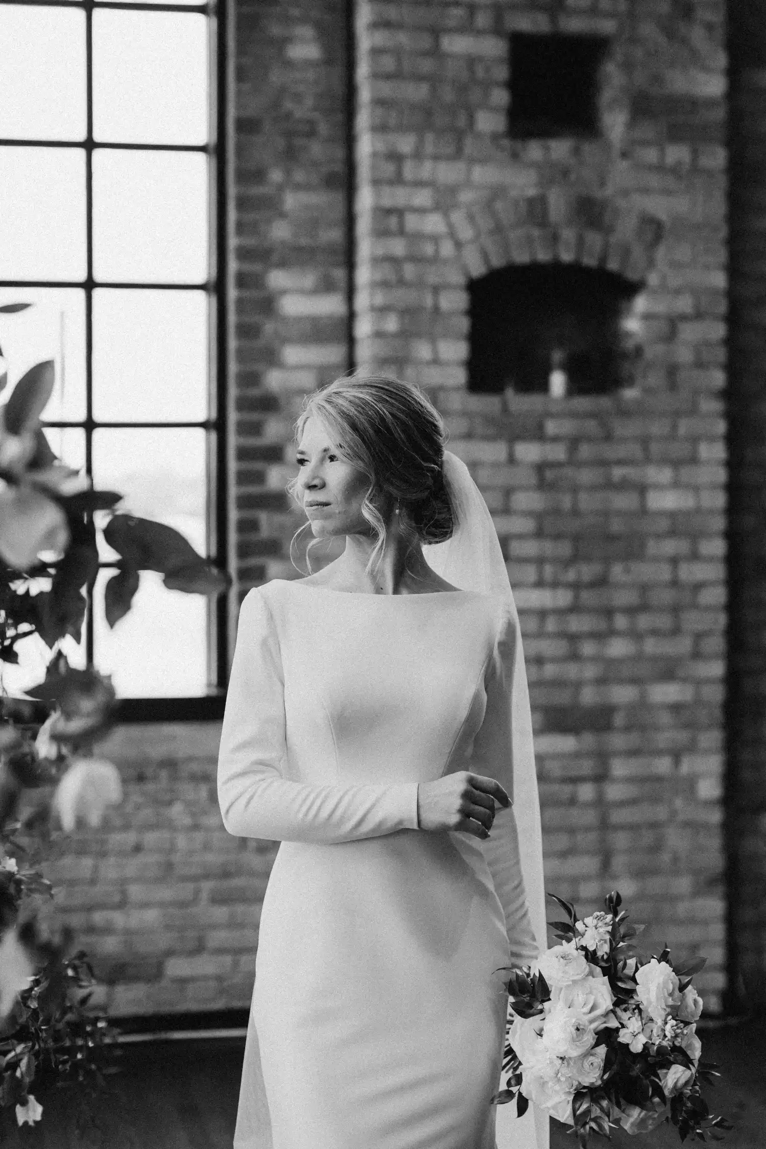 Beautiful wedding updo with natural waves