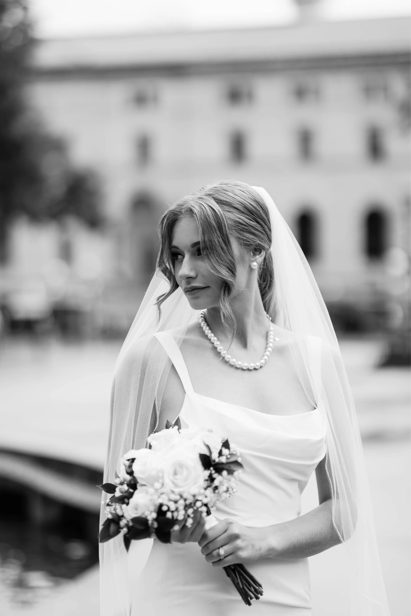 Elegant bridal hairstyle with intricate details