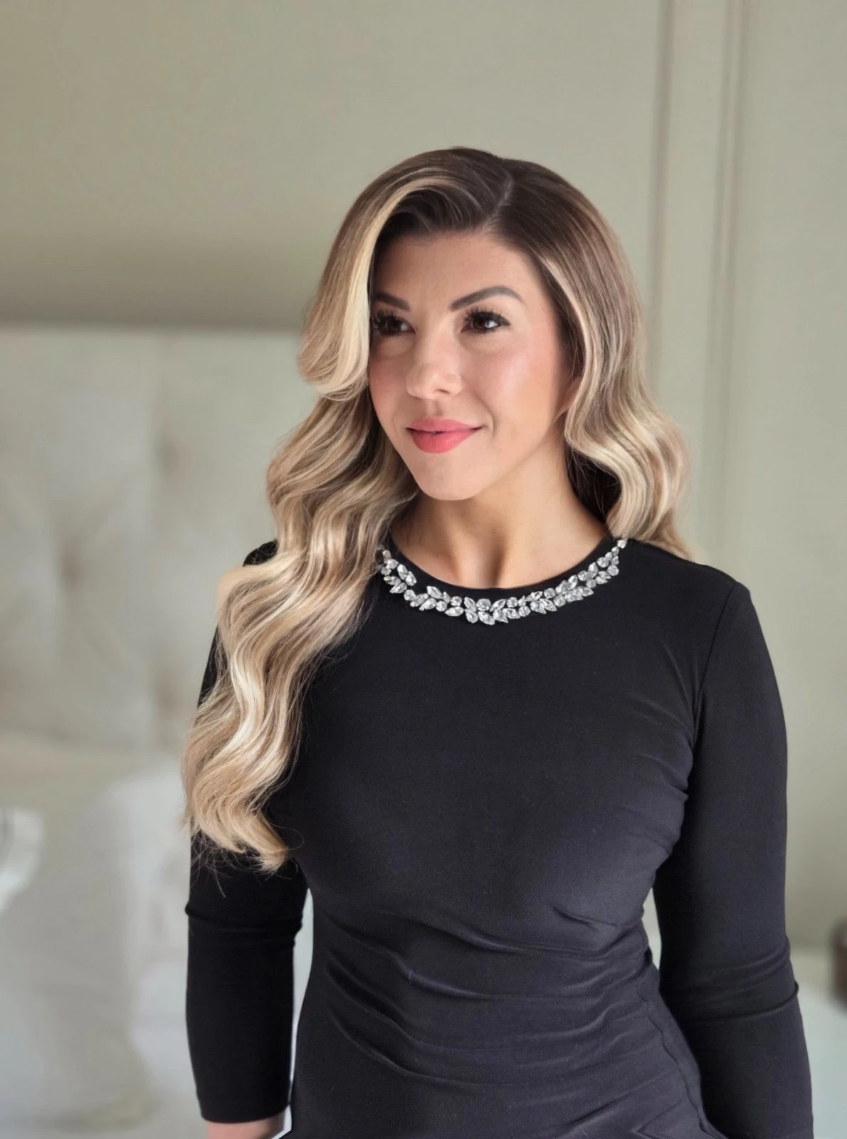 Elegant bridal hairstyle with intricate details